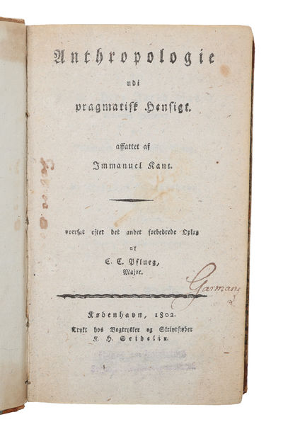 Anthropologie udi pragmatisk Hensigt. Oversat efter det andet forbedrede Oplag af C. E. Pflueg. (photo 2)