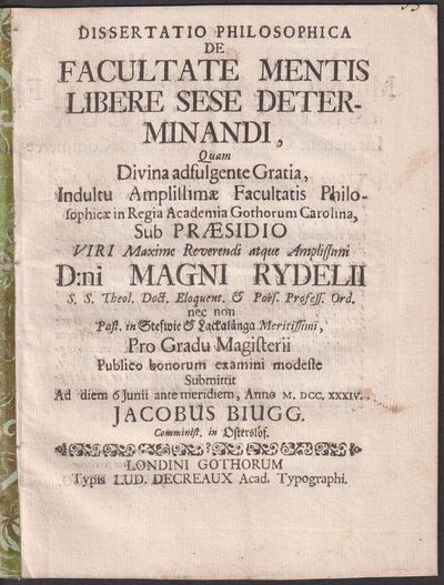 Dissertatio philosophica de facultate mentis…