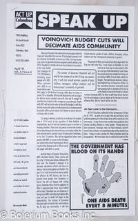 Speak Up newsletter: vol. 2, #4, April 1991: Voinovich budget cuts will decimate AIDS community by ACT UP Columbus - 1991