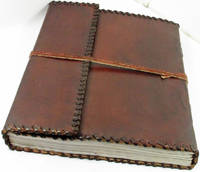 Handmade Leather Journal with lace Edge 10&quot; x 12&quot; 100% Cotton Paper by David Friedman de David Friedman