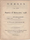 Verses to the People of England. 1758