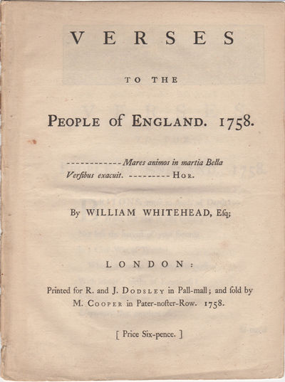 Verses to the People of England. 1758