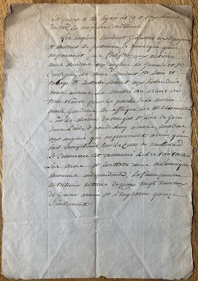 Unsigned, Intriguing, and Possibly Secret, Manuscript Note Concerning the Treaty of Paris 1782-1783
