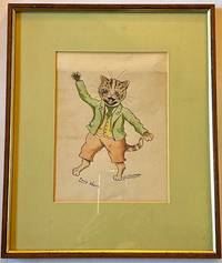A Large Watercolor and Pen-and-Ink Portrait of a Dandyish Cat