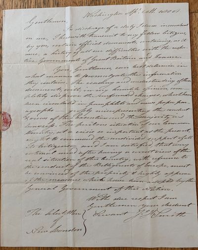 Autograph Letter Signed, Washington, D. C., April 20, 1808, to the Select-Men of New London, Hillsboro, County, New Hampshire