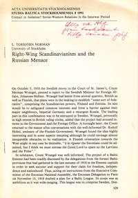 Right-wing Scandinavianism and the Russian Menace. Offprint from: Contact or Isolation?...