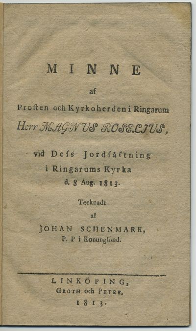Minne af prosten och kyrkoherden i Ringarum herr…