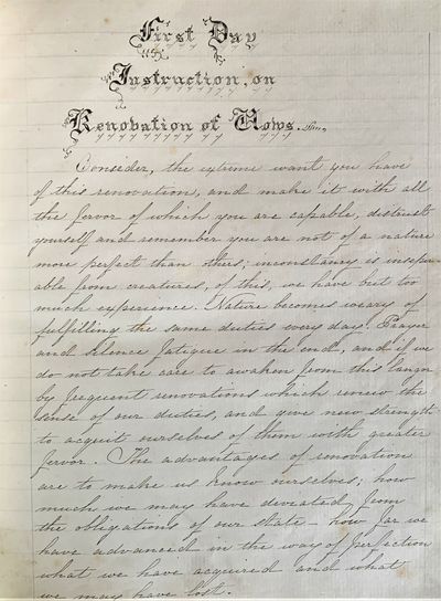 [Manuscript] Instruction on Renovation of Vows