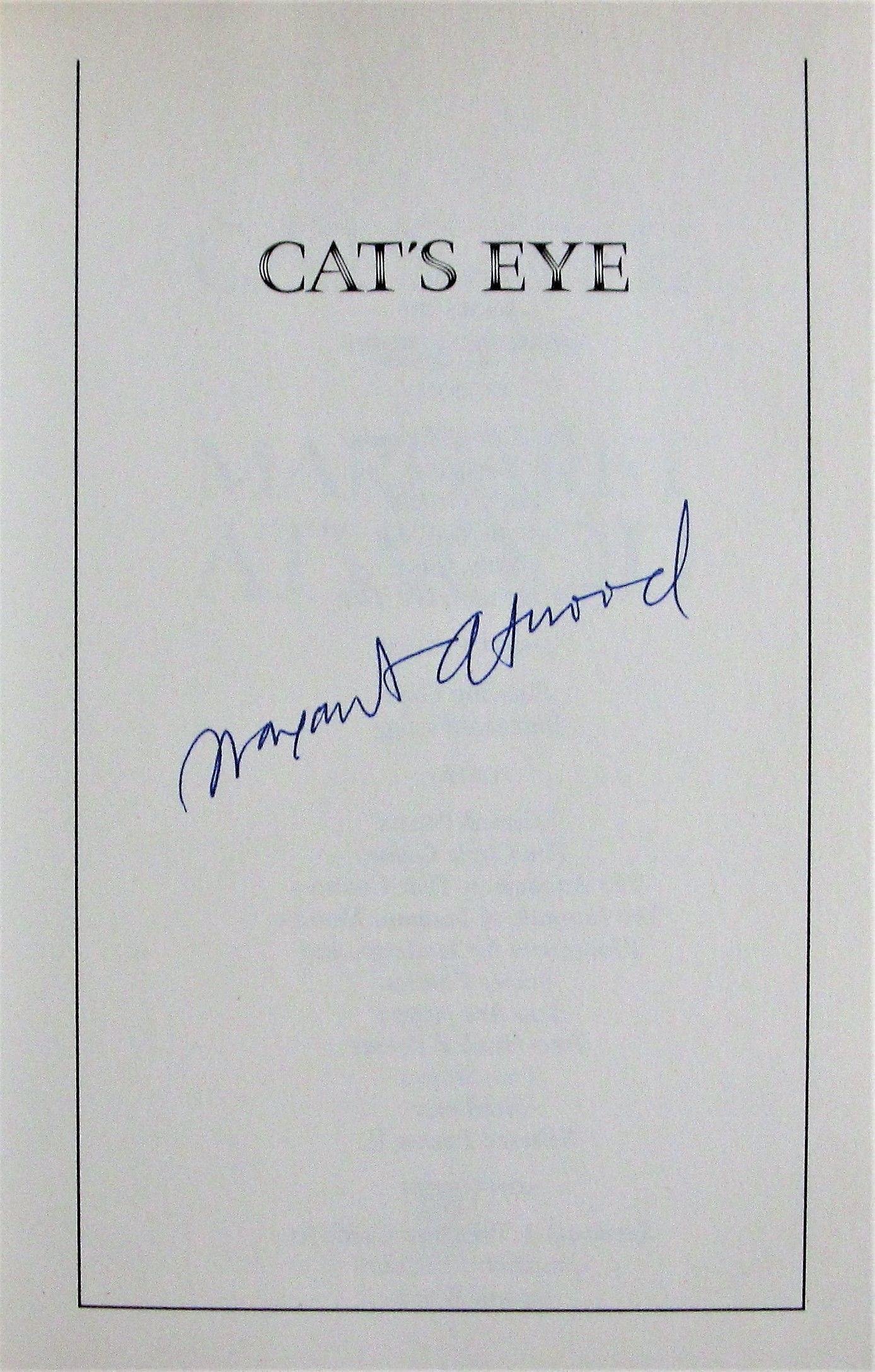 BIBLIO Cat's Eye by Atwood, Margaret. Signed Copy Hardcover 1988