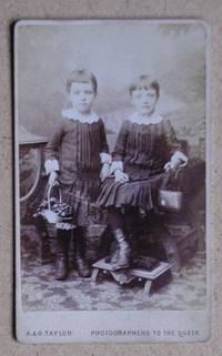 Carte De Visite Photograph: Portrait of Two Children (Twins?) Holding a Basket & Handbag.