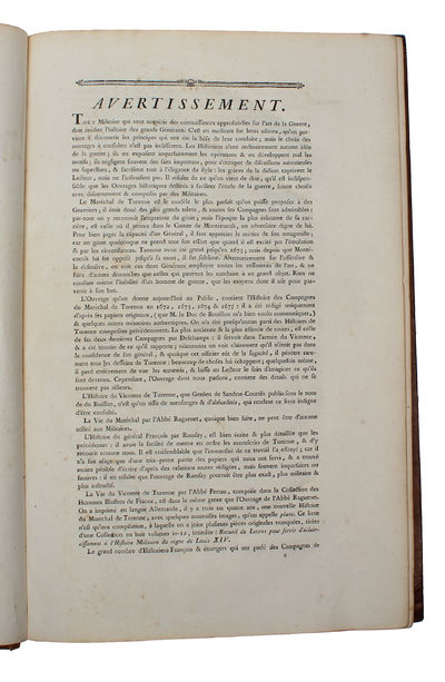 Histoire des quatre dernieres Campagnes du Marechal de Turenne. En 1672,1673,1674 & 1675. Enrichie de Cartes et de Plans Topographiques... Only Textvolume. (photo 4)