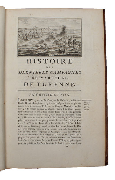 Histoire des quatre dernieres Campagnes du Marechal de Turenne. En 1672,1673,1674 & 1675. Enrichie de Cartes et de Plans Topographiques... Only Textvolume. (photo 5)