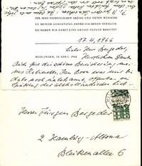Eigenhändige Briefkarte mit Unterschrift. Im hs. adressierten, frankierten Briefumschlag mit Absenderstempel.