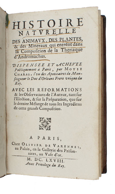 Histoire naturelle des animaux, des plantes et des minéraux qui entrent dans la composition de la Thériaque d'Andromachus. (photo 3)