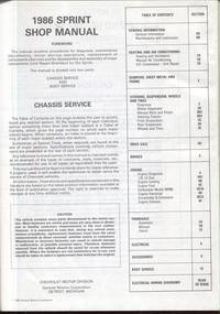 1986 Sprint Shop Manual:  Chassis Service