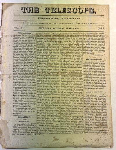 THE TELESCOPE. PUBLISHED BY WILLIAM BURNETT & CO. VOL. I.] NEW-YORK, SATURDAY, JUNE 5, 1824. [NO. 1