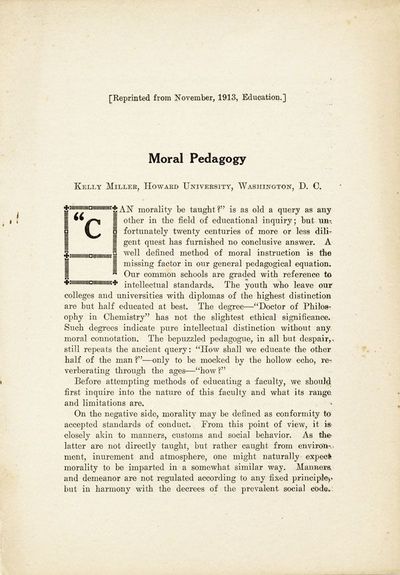 [Offprint]. Moral Pedagogy. Reprinted from "Education," November, 1913