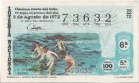 cover of Loteria E00159: hoja nº 13. Loteria Nacional Nº 73632, serie 5ª, fracción 6ª, precio 100 pesetas, sorteo 25/72 del 5 de Agosto de 1972. Sorolla- Niños Bañandose (copia)
