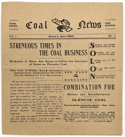 Toledo, Ohio: Solon Coal Co, 1905. Very good. Toning, short tears, horizontal letter fold.. Printed ...