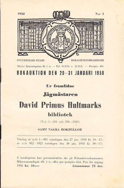 Bokauktion den 28-31 januari 1958. Ur framlidne…