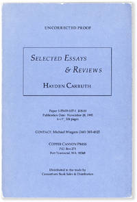 Hayden Carruth: Selected Essays & Reviews [Uncorrected Proof]