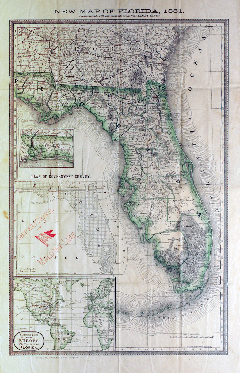 New Map of Florida, 1881 by [Florida; Railroad] 1881