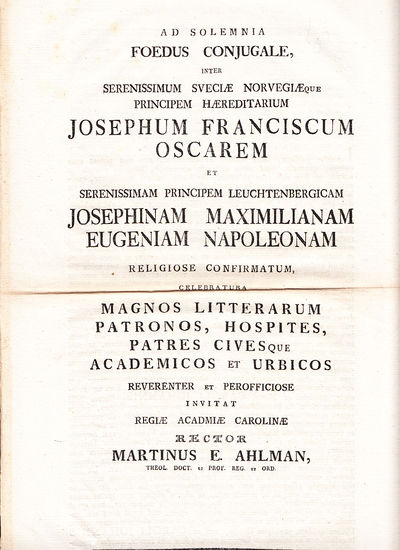Ad solemnia foedus conjugale, inter serenissimum…