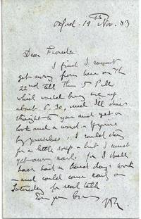 AUTOGRAPH LETTER SIGNED by John RUSKIN - Signed - 19 November 1883 - from Charles Agvent (SKU: 019094)