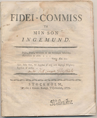 Fidei-commiss til min son Ingemund.