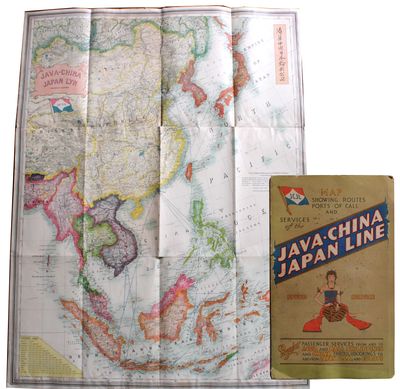 JCJL Map Showing Routes, Ports of Call and Services of the Java-China-Japan Line . . . [Cover title]/ Java-China Japan Lyn [Map title]