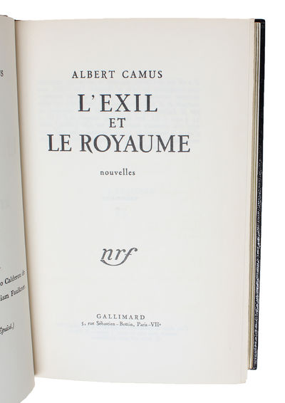 L'Exil et le Royaume. nouvelles.  - [NR. 35 OF 45 NUMBERED COPIES - IN A MAGNIFICENT BINDING] (photo 6)
