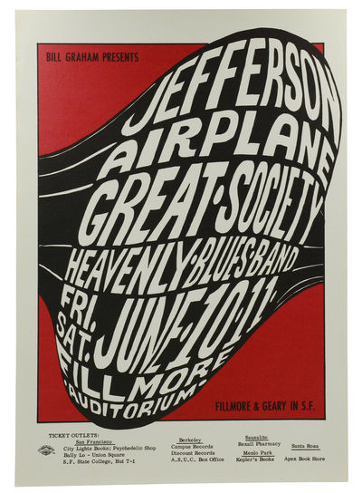 Original poster for Jefferson Airplane, Great Society, Heavenly Blues Band, June 10-11, 1966 at Fillmore Auditorium