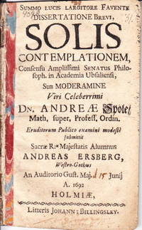 Dissertation brevi, de solis contemplationem.