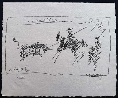 Picasso. Toros. Portfolio with 15 pochoirs + one Signed and Numbered Lithograph by Picasso. 1960.