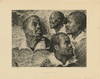 Etching titled, "Etudes des Negres", published by Alfred Salmon, approx. 10 1/2 x 8 3/8 inches on cream colored Japanese style paper. "Edm. Ramus, sc" is printed under the right lower corner of the image. Under the left lower corner, "P.P. Rubens, poinx." is printed and and in the middle "Imp. A. Salmon" who printed this etching. Docketed on lower right in pencil, "original etching after Rubens." A striking image
