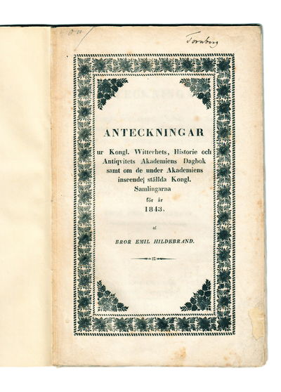Anteckningar ur Kongl. Witterhets, Historie och…