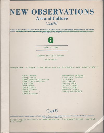 NEW OBSERVATIONS: Art and Culture #6 - June 7, 1982