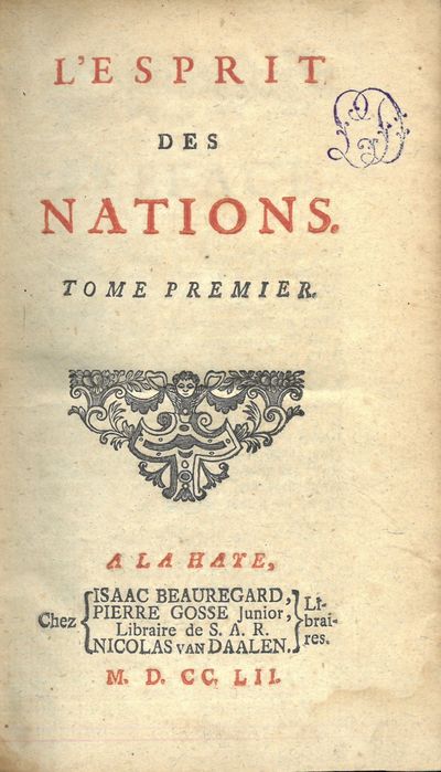 L’esprit des nations. Tome premier (-second) I-II…