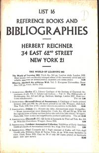 List. 16/c.1952 : Reference books and bibliography. by HERBERT - NEW YORK REICHNER - from Frits Knuf Antiquarian Books (SKU: 57057)