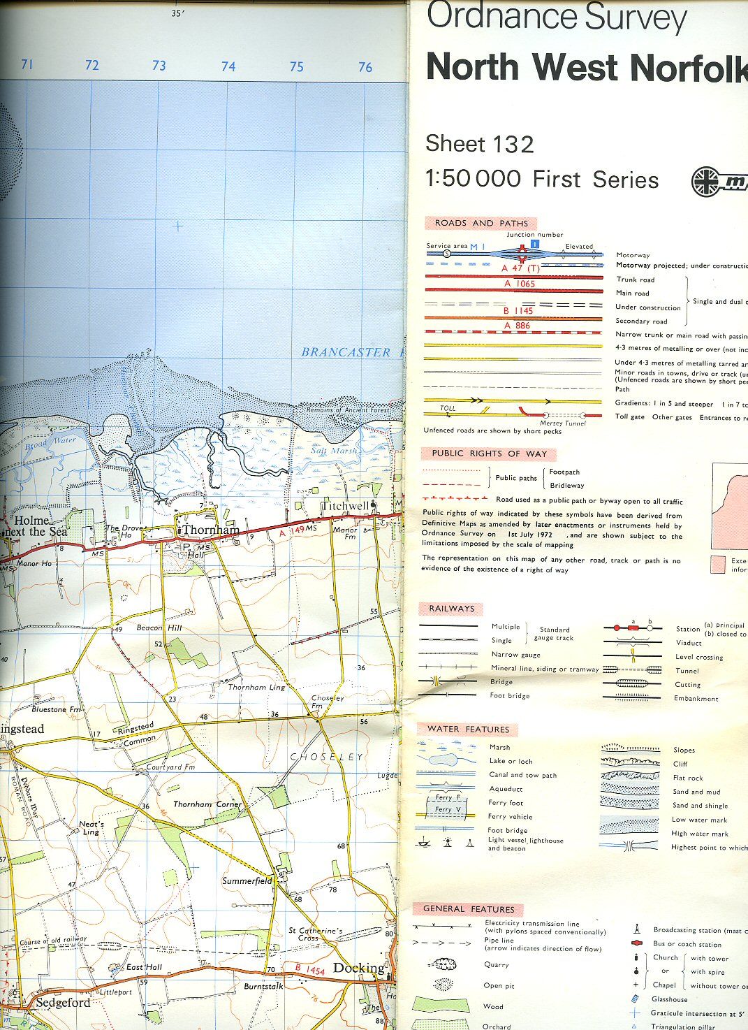 Ordnance Survey Map Of North West Norfolk Sheet 132 Used Books