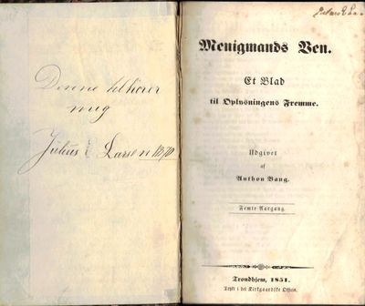 Menigmands Ven. Et Blad til Oplysningens Fremme.…