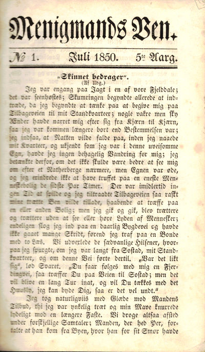Menigmands Ven. Et Blad til Oplysningens Fremme. Femte Aargang nr. 1-12. (photo 3)
