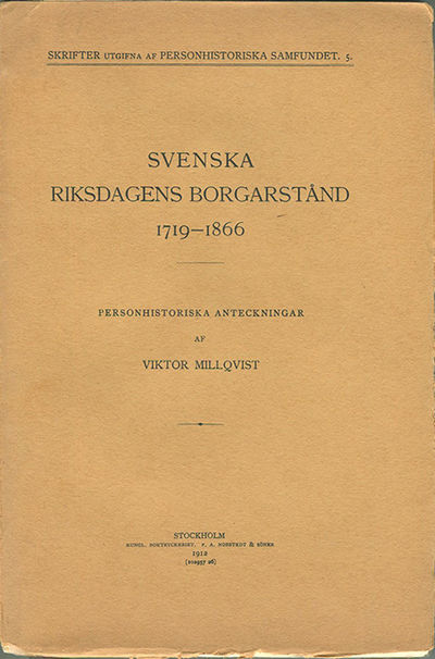 Svenska riksdagens borgarstånd 1719-1866.…