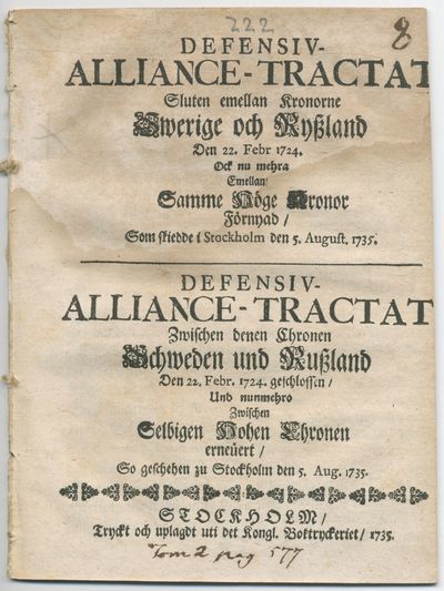 Defensiv-alliance-tractat sluten emellan kronorne…