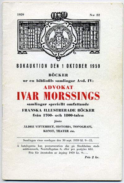 Bokauktion den 1 oktober 1959. Böcker ur en…