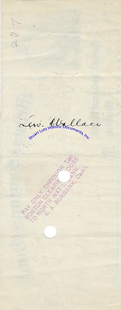 Author Lew Wallace Cashes A Check Upon His Return From Turkey