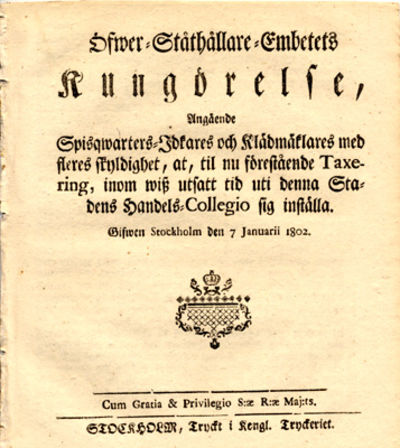 Öfwer-Ståthållare-Embetets kungörelse, angående…