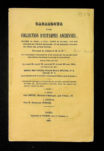 Catalogue d’une Collection d’Estampes Anciennes…[25 mars 1844]