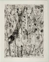 Original drypoint etching (Giraffes), 33 x 45 cm, 22.5 x 30.3 cm printed area, on cream wove paper, signed, (no date, but 1949)