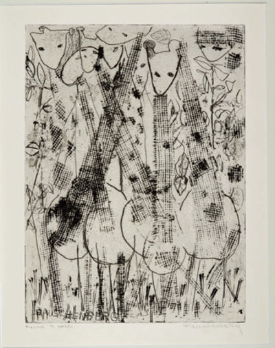 Original drypoint etching (Giraffes), 33 x 45 cm, 22.5 x 30.3 cm printed area, on cream wove paper, signed, (no date, but 1949)